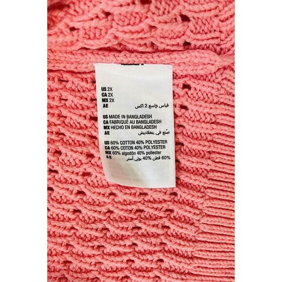 On 34th Womens Salmon Rose Crochet Cable Knit Pullover Sweater Plus Size 2X NWT - Picture 3 of 3